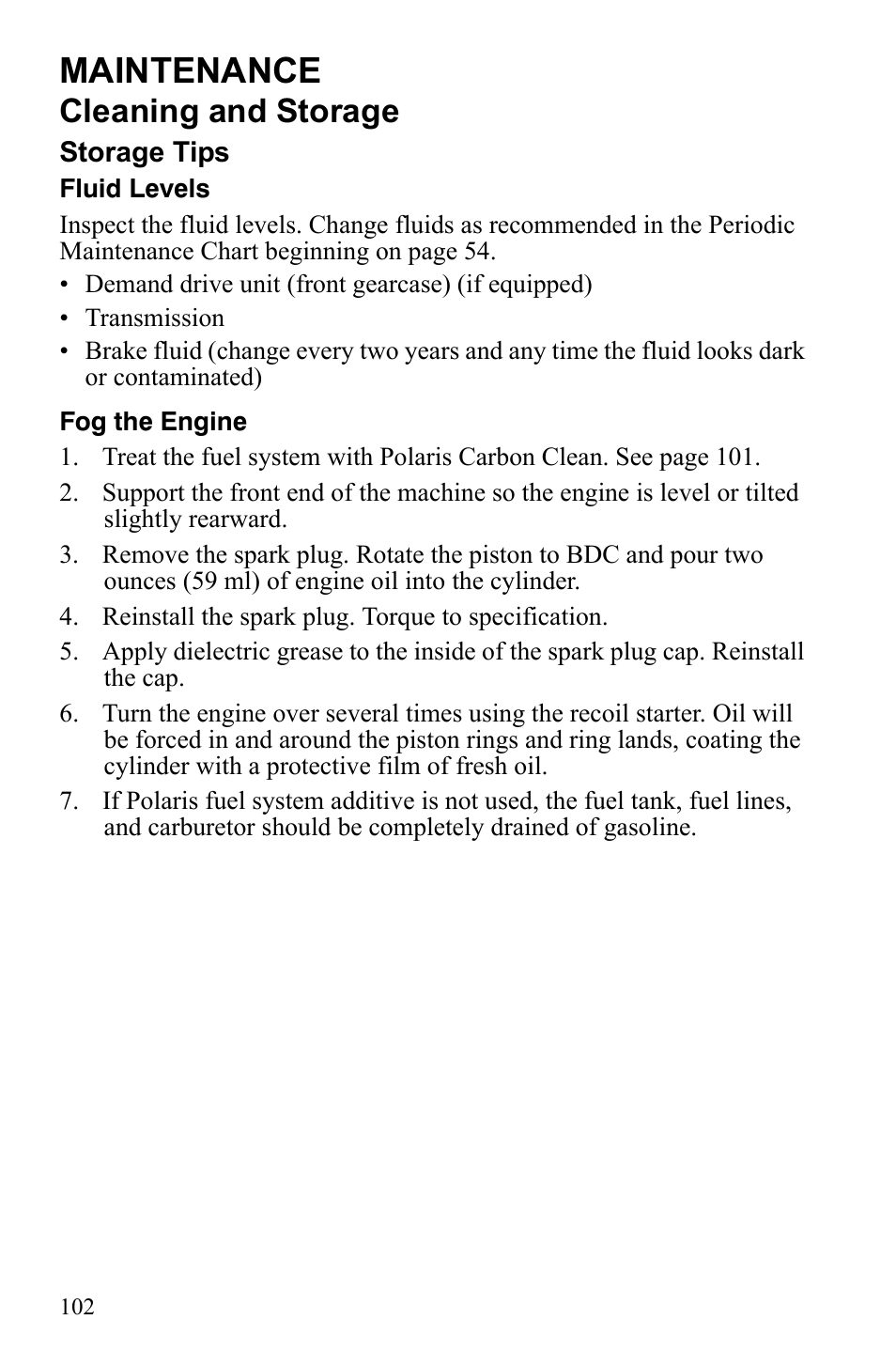 Maintenance, Cleaning and storage | Polaris Hawkeye 922362 User Manual | Page 105 / 126