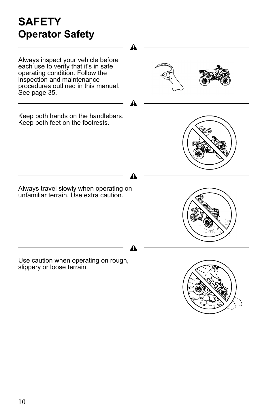 Safety, Operator safety | Polaris Hawkeye 922362 User Manual | Page 13 / 126