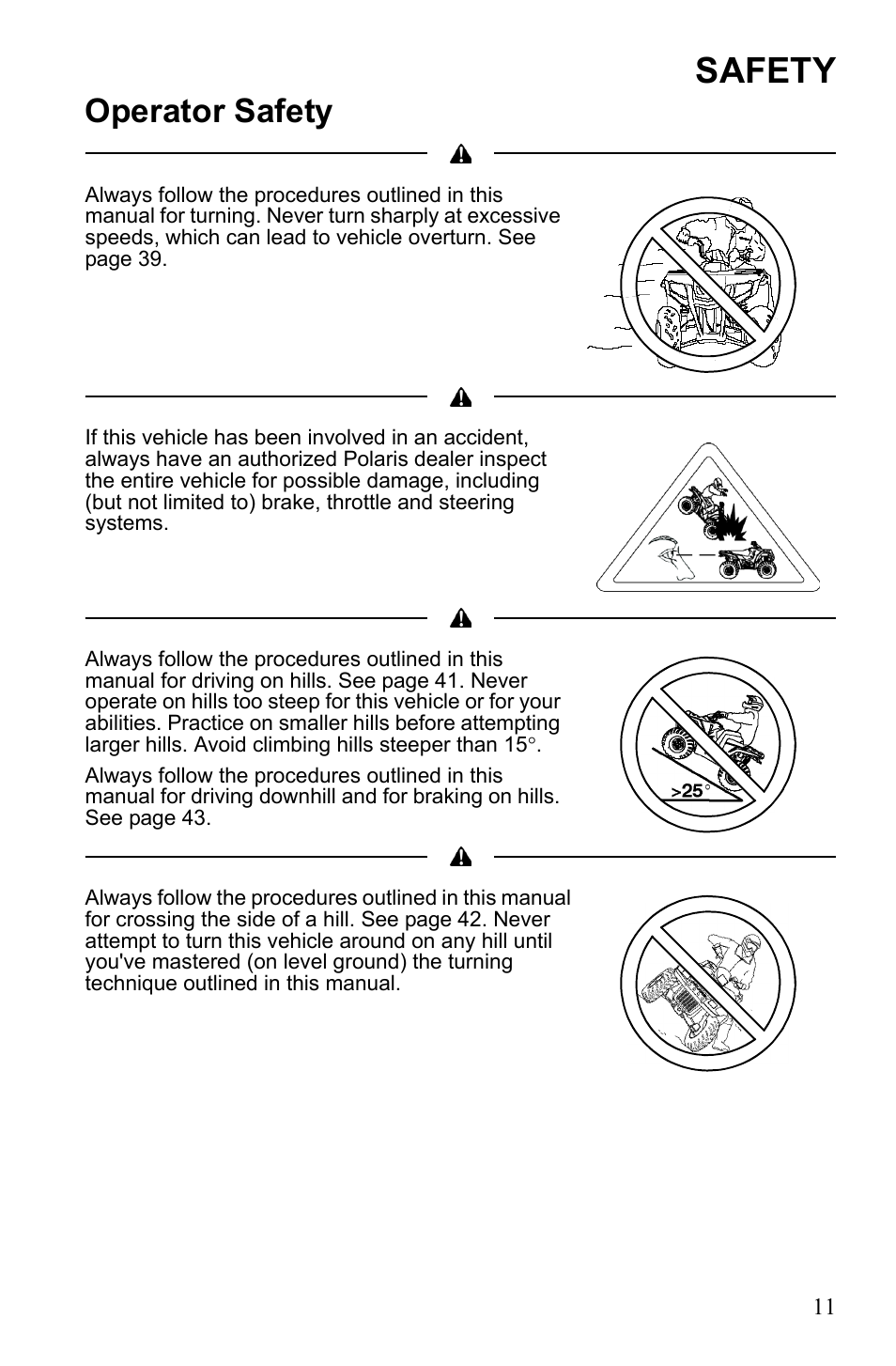 Safety, Operator safety | Polaris Hawkeye 922362 User Manual | Page 14 / 126