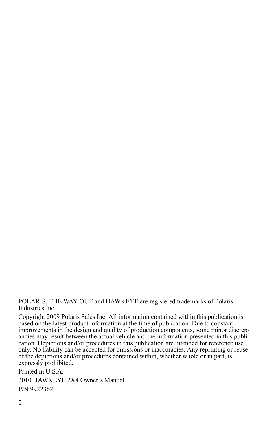 Polaris Hawkeye 922362 User Manual | Page 5 / 126