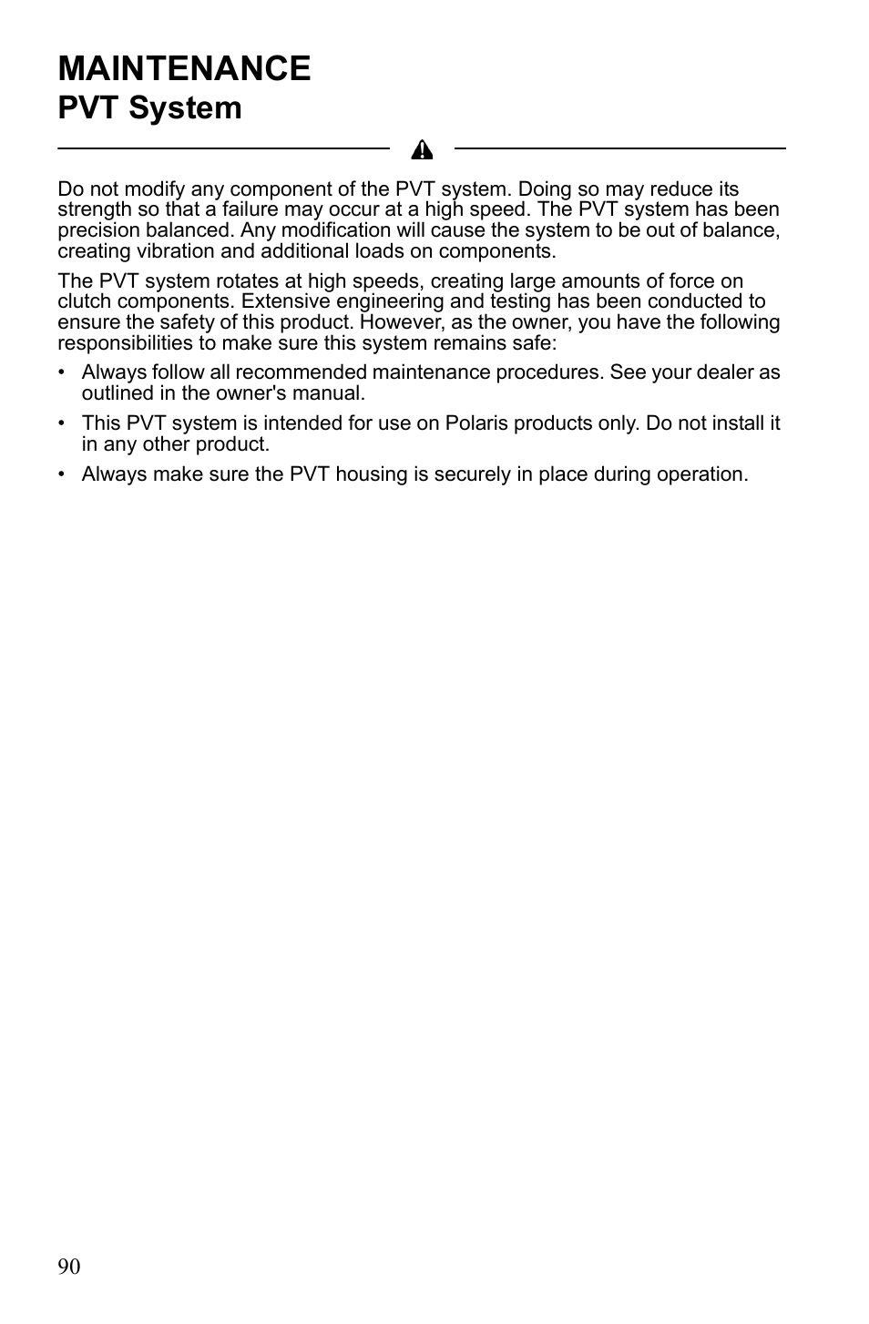 Maintenance, Pvt system | Polaris Hawkeye 922362 User Manual | Page 93 / 126