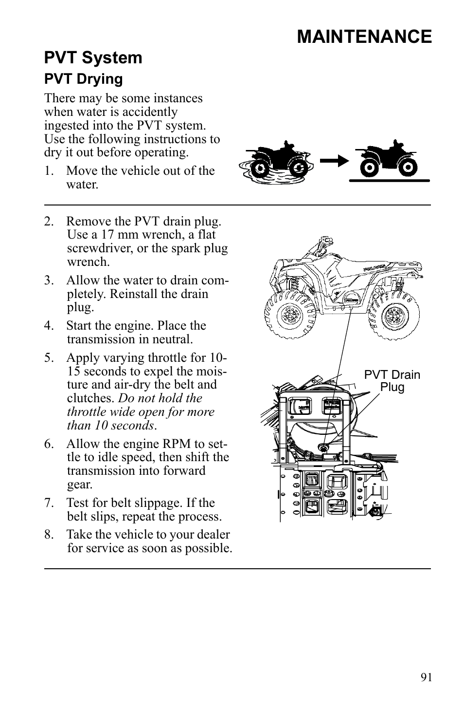 Maintenance, Pvt system | Polaris Hawkeye 922362 User Manual | Page 94 / 126