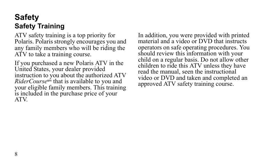 Safety | Polaris Outlaw 9922485 User Manual | Page 11 / 191