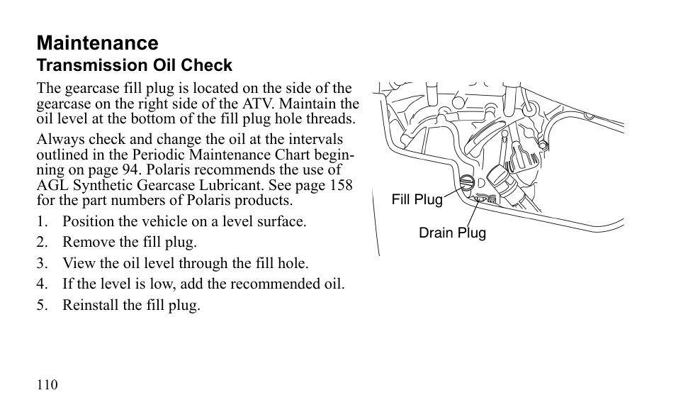 Maintenance | Polaris Outlaw 9922485 User Manual | Page 113 / 191