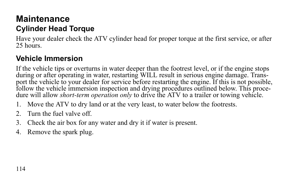 Maintenance | Polaris Outlaw 9922485 User Manual | Page 117 / 191