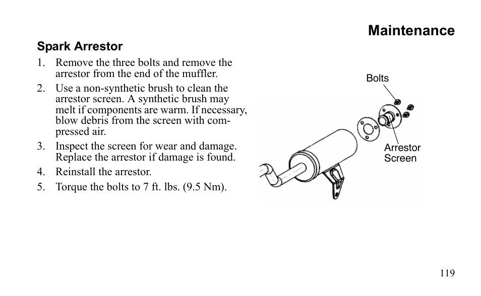 Maintenance | Polaris Outlaw 9922485 User Manual | Page 122 / 191