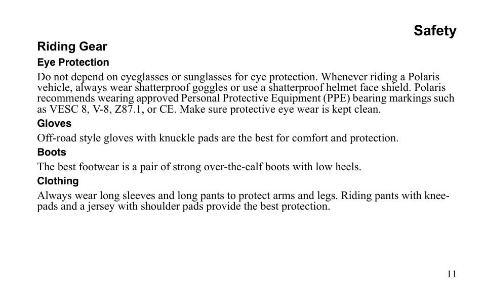 Safety | Polaris Outlaw 9922485 User Manual | Page 14 / 191