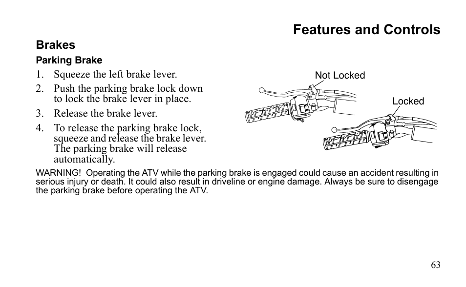 Features and controls | Polaris Outlaw 9922485 User Manual | Page 66 / 191