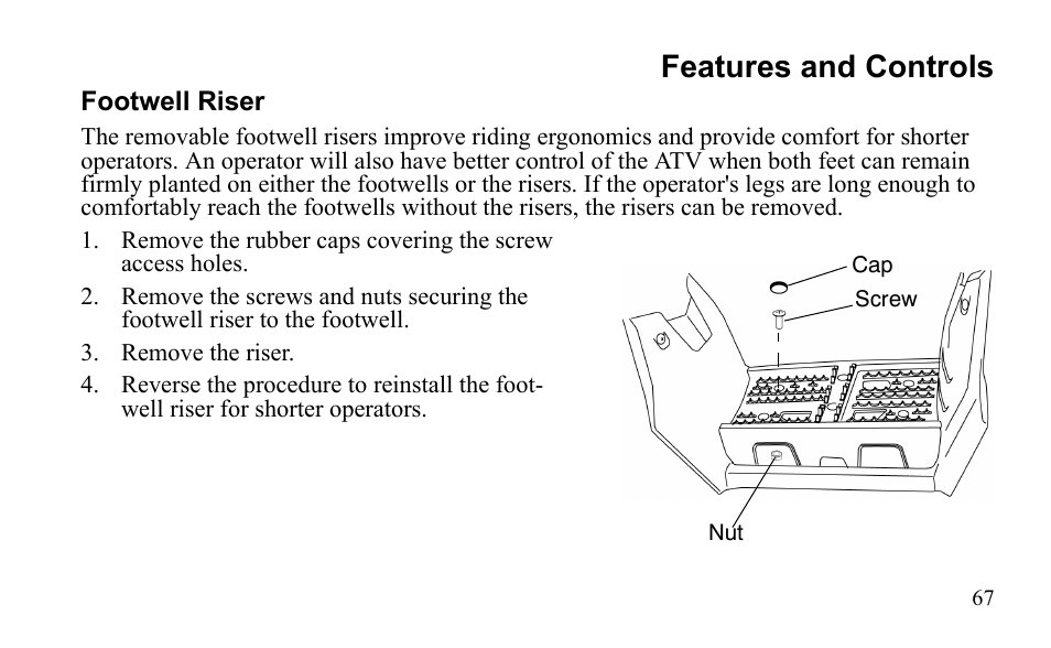 Features and controls | Polaris Outlaw 9922485 User Manual | Page 70 / 191