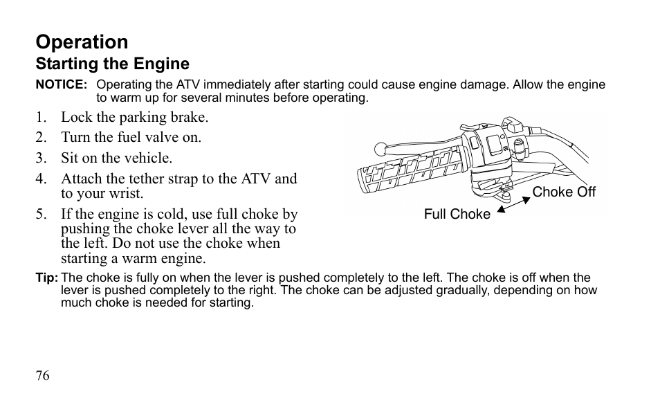 Operation | Polaris Outlaw 9922485 User Manual | Page 79 / 191