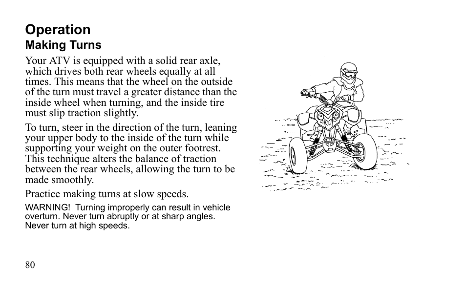 Operation | Polaris Outlaw 9922485 User Manual | Page 83 / 191