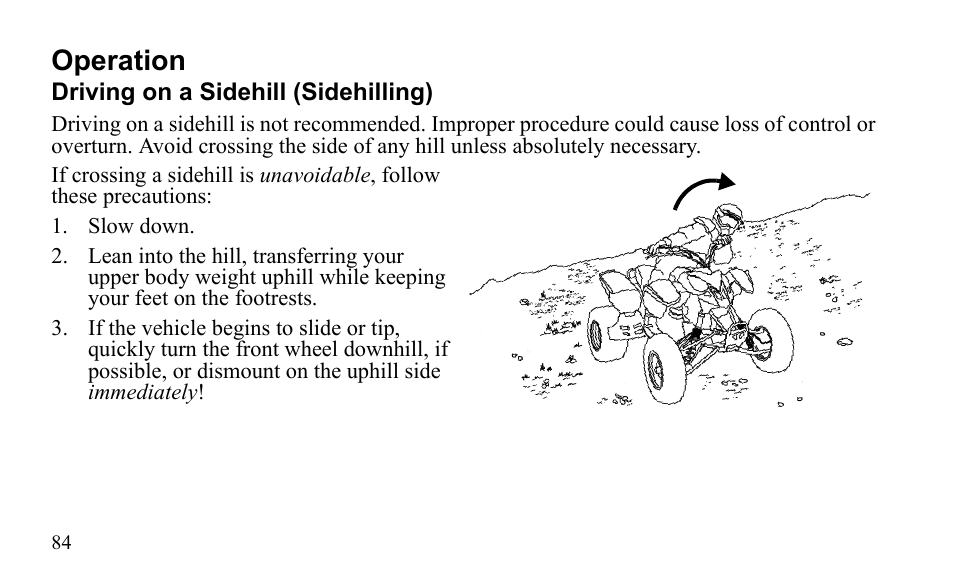 Operation | Polaris Outlaw 9922485 User Manual | Page 87 / 191