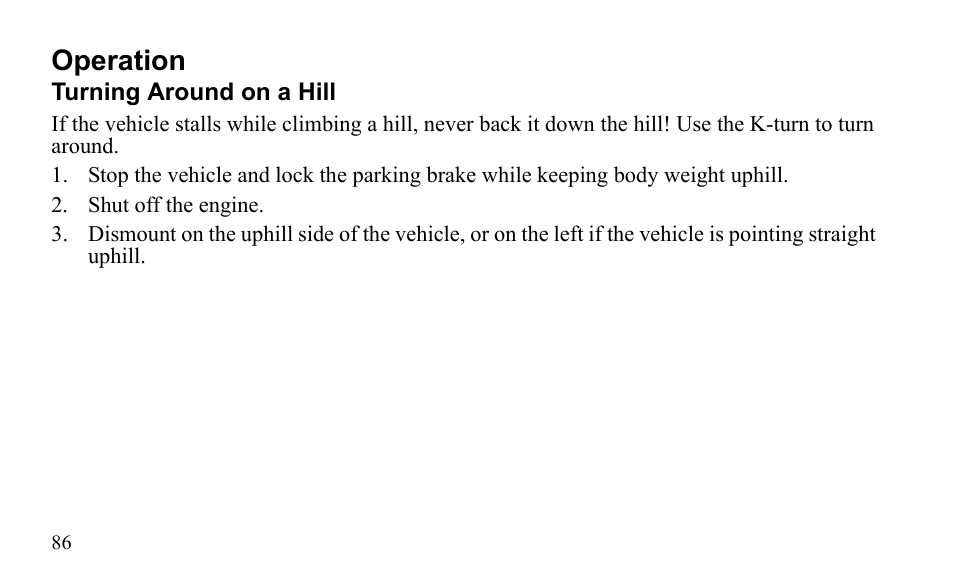 Operation | Polaris Outlaw 9922485 User Manual | Page 89 / 191