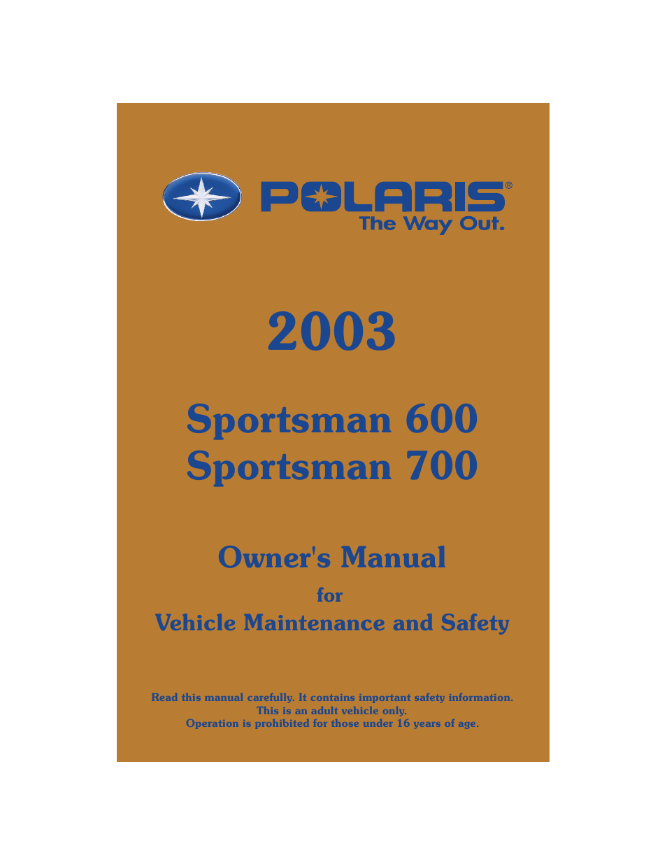 Polaris Sportsman 600 User Manual | 129 pages