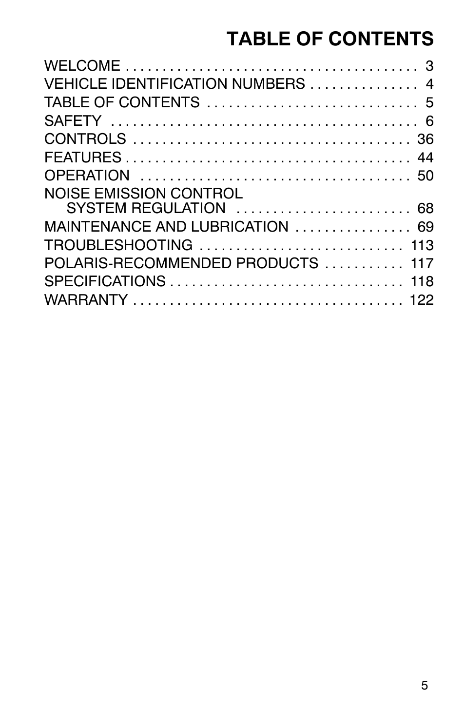 Polaris Sportsman 600 User Manual | Page 7 / 129