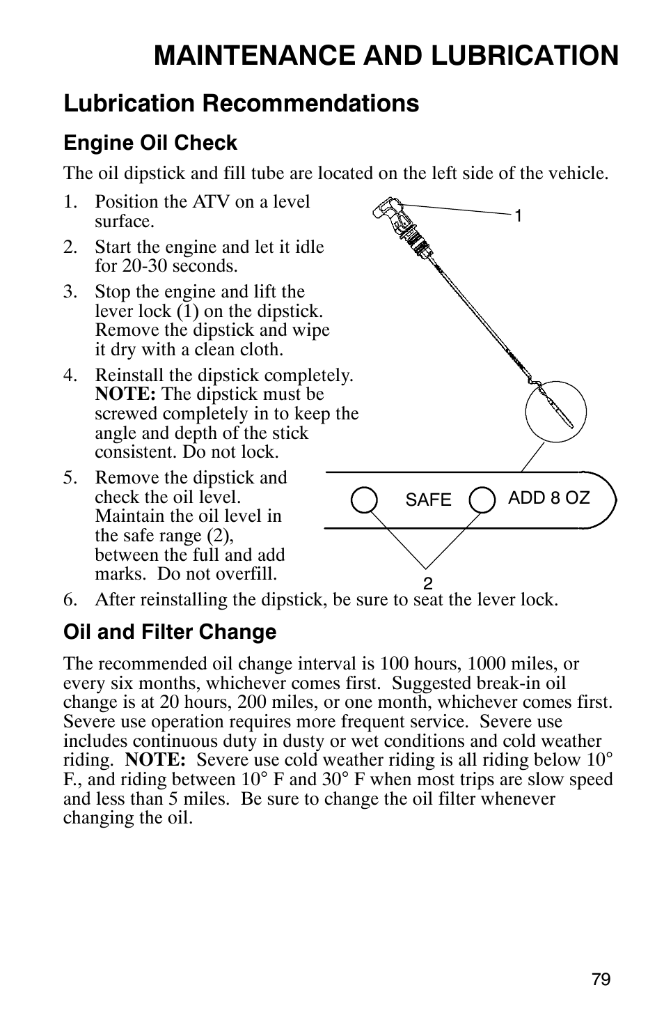 Maintenance and lubrication, Lubrication recommendations | Polaris Sportsman 600 User Manual | Page 81 / 129