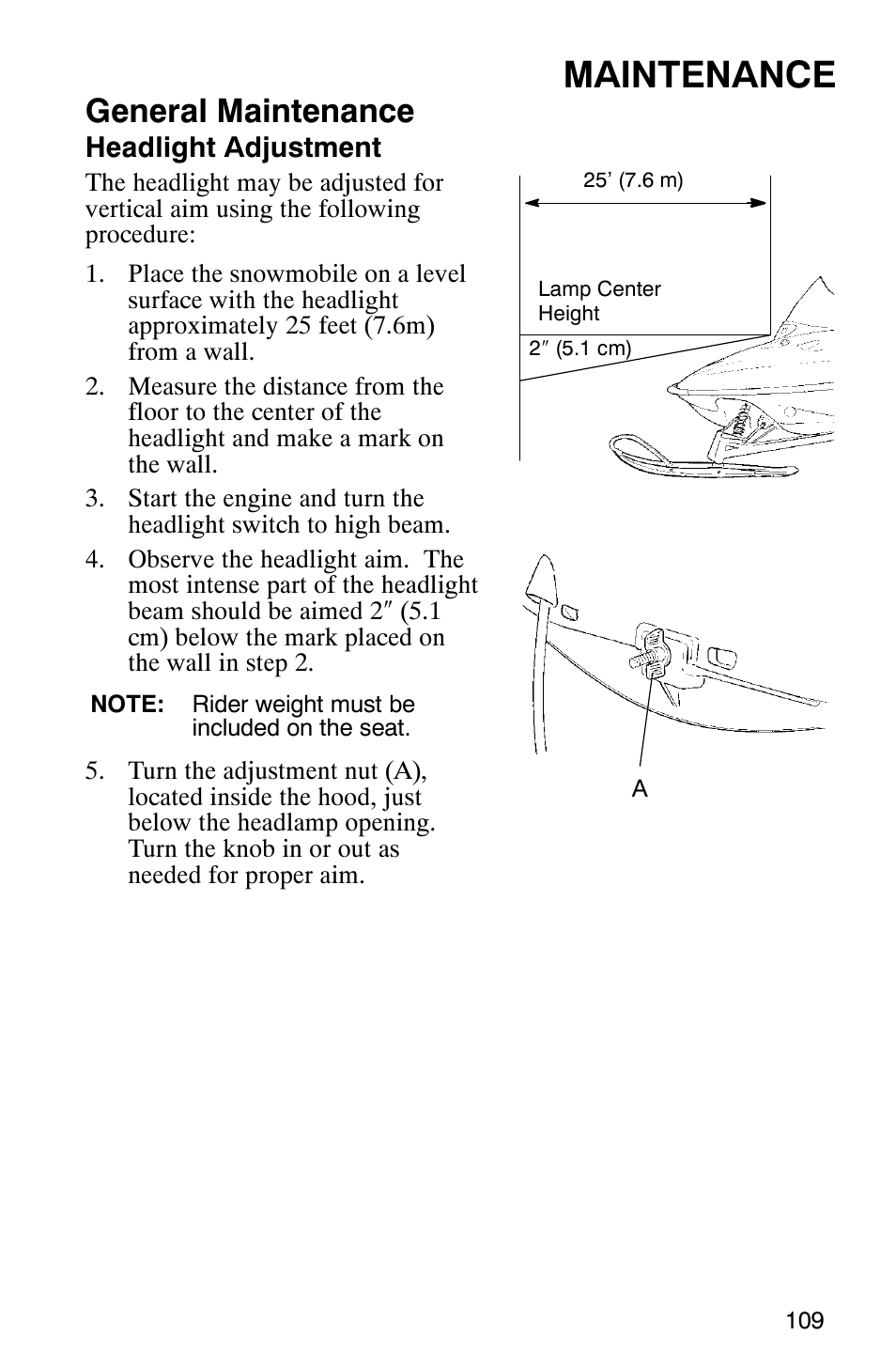 Maintenance, General maintenance | Polaris 600 EDGE Touring 121 User Manual | Page 112 / 153