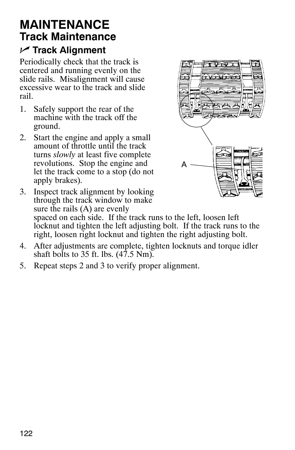Maintenance, Track maintenance n | Polaris 600 EDGE Touring 121 User Manual | Page 125 / 153