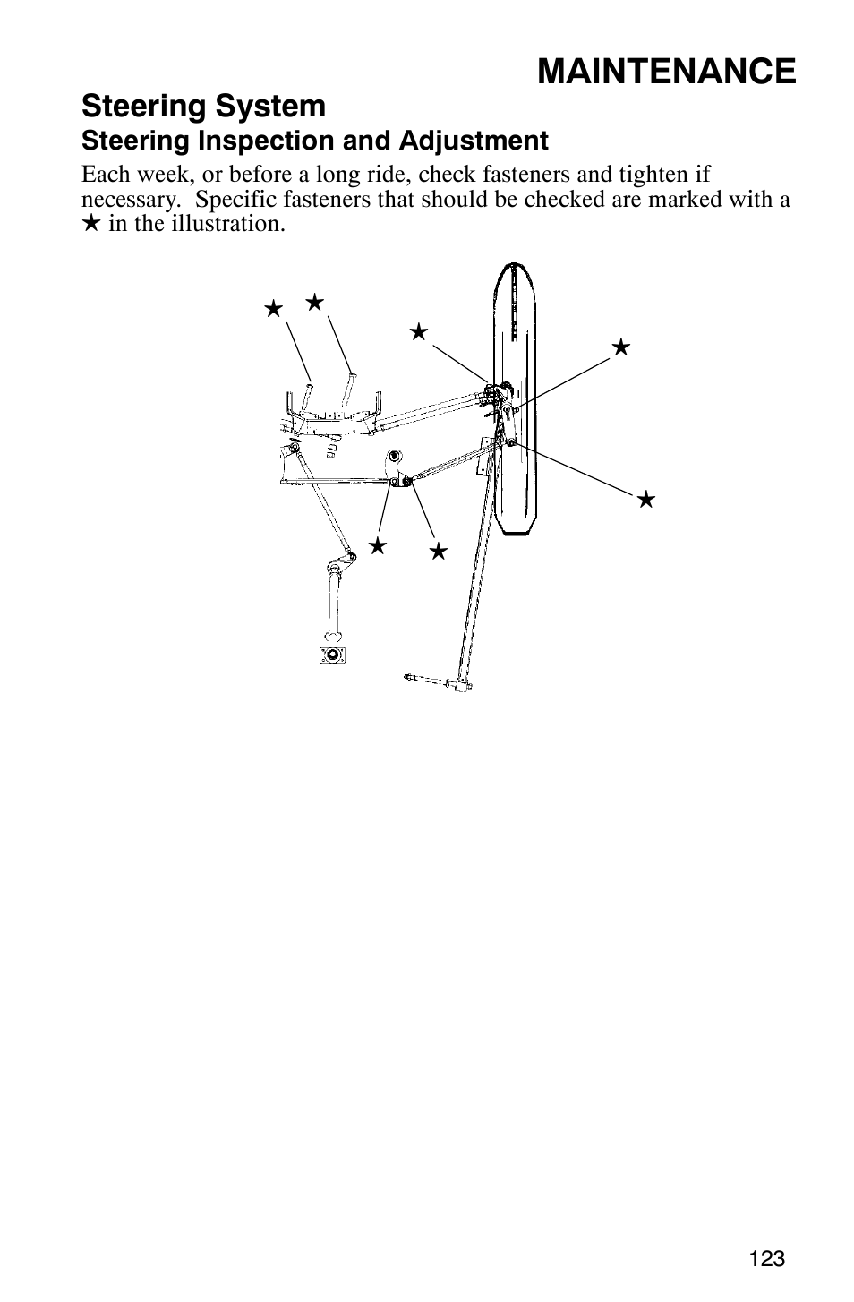 Maintenance, Steering system | Polaris 600 EDGE Touring 121 User Manual | Page 126 / 153