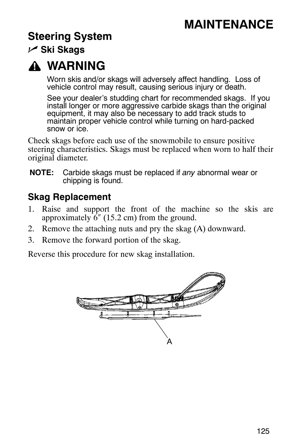 Maintenance, Warning, Steering system n | Polaris 600 EDGE Touring 121 User Manual | Page 128 / 153