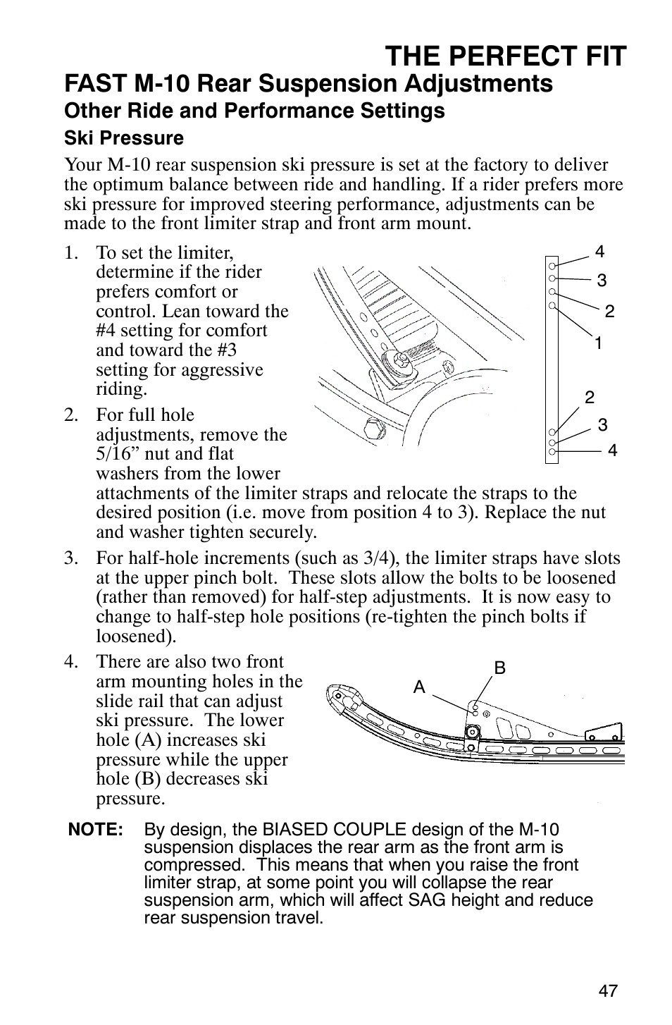 The perfect fit, Fast m-10 rear suspension adjustments | Polaris 600 EDGE Touring 121 User Manual | Page 50 / 153