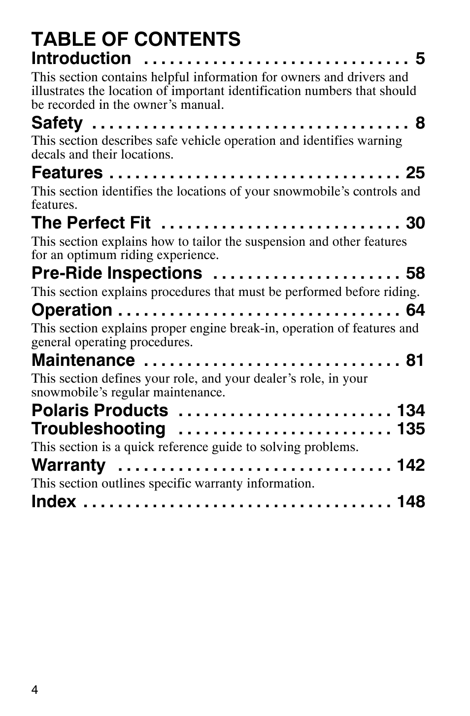 Polaris 600 EDGE Touring 121 User Manual | Page 7 / 153
