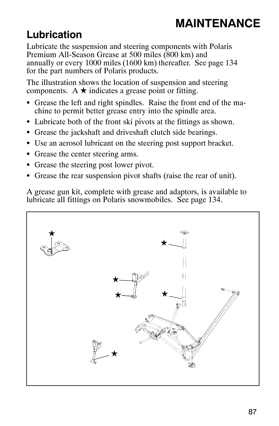 Maintenance, Lubrication | Polaris 600 EDGE Touring 121 User Manual | Page 90 / 153