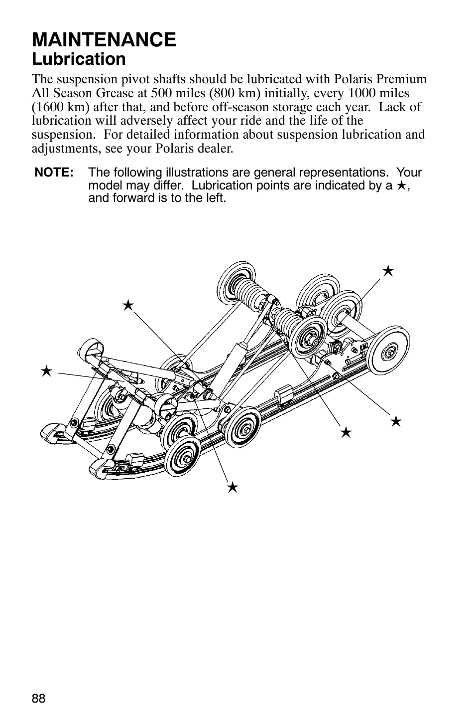 Maintenance, Lubrication | Polaris 600 EDGE Touring 121 User Manual | Page 91 / 153