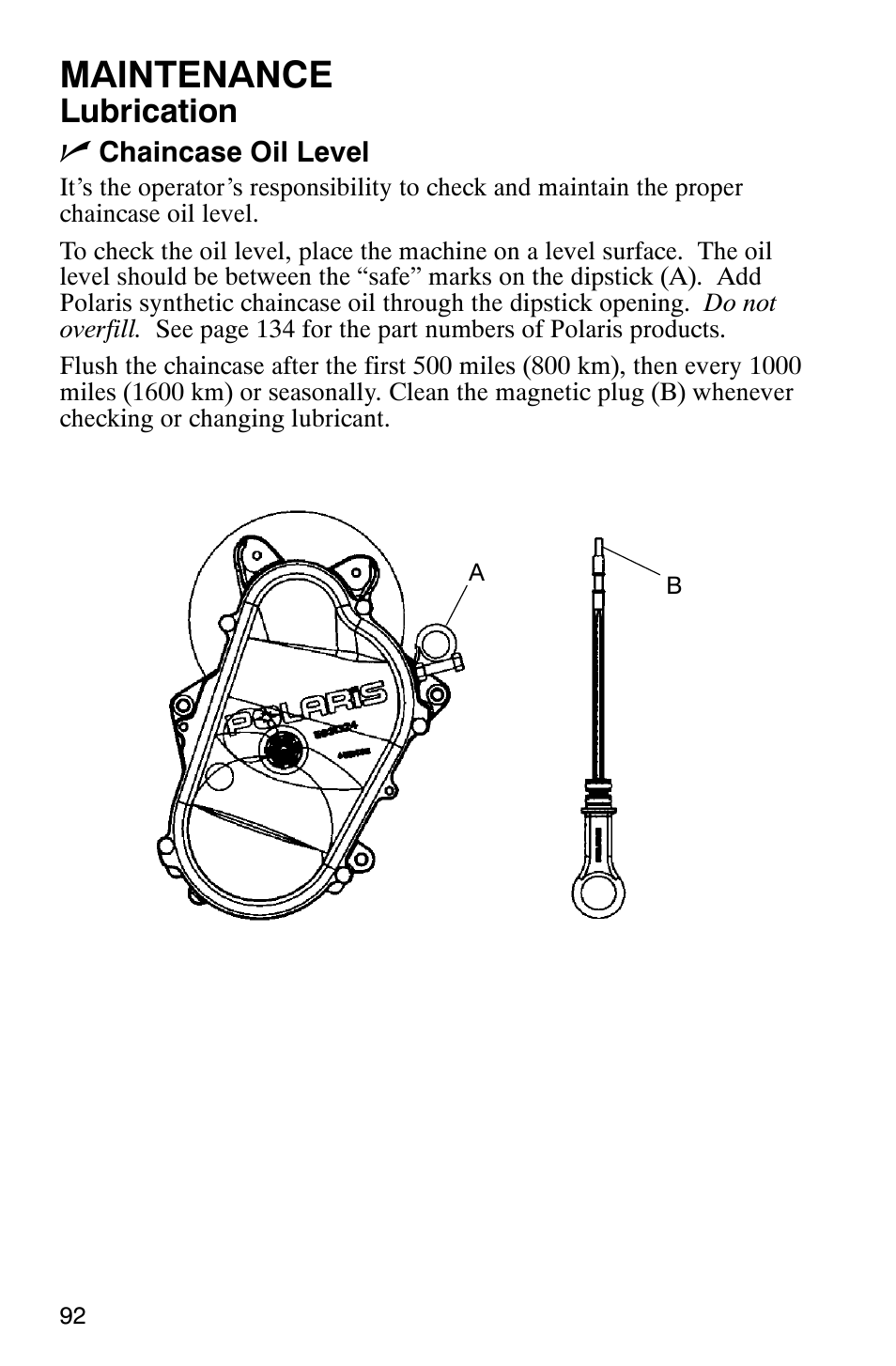 Maintenance, Lubrication n | Polaris 600 EDGE Touring 121 User Manual | Page 95 / 153