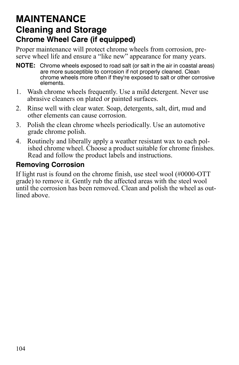 Maintenance, Cleaning and storage | Polaris 4X4 700 EFI User Manual | Page 107 / 134