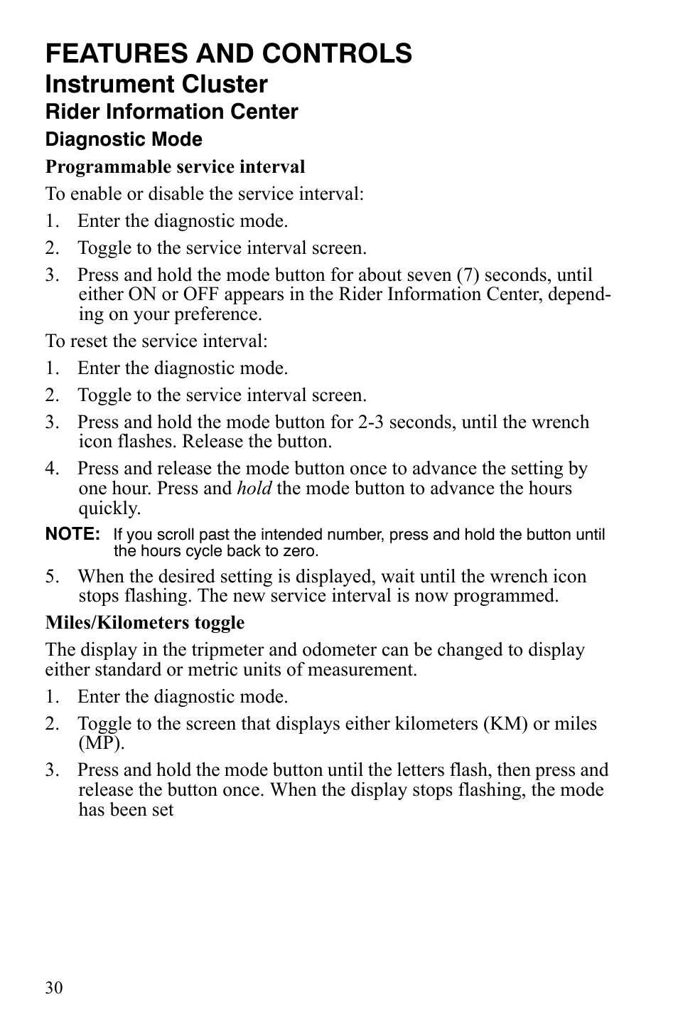 Features and controls, Instrument cluster | Polaris 4X4 700 EFI User Manual | Page 33 / 134