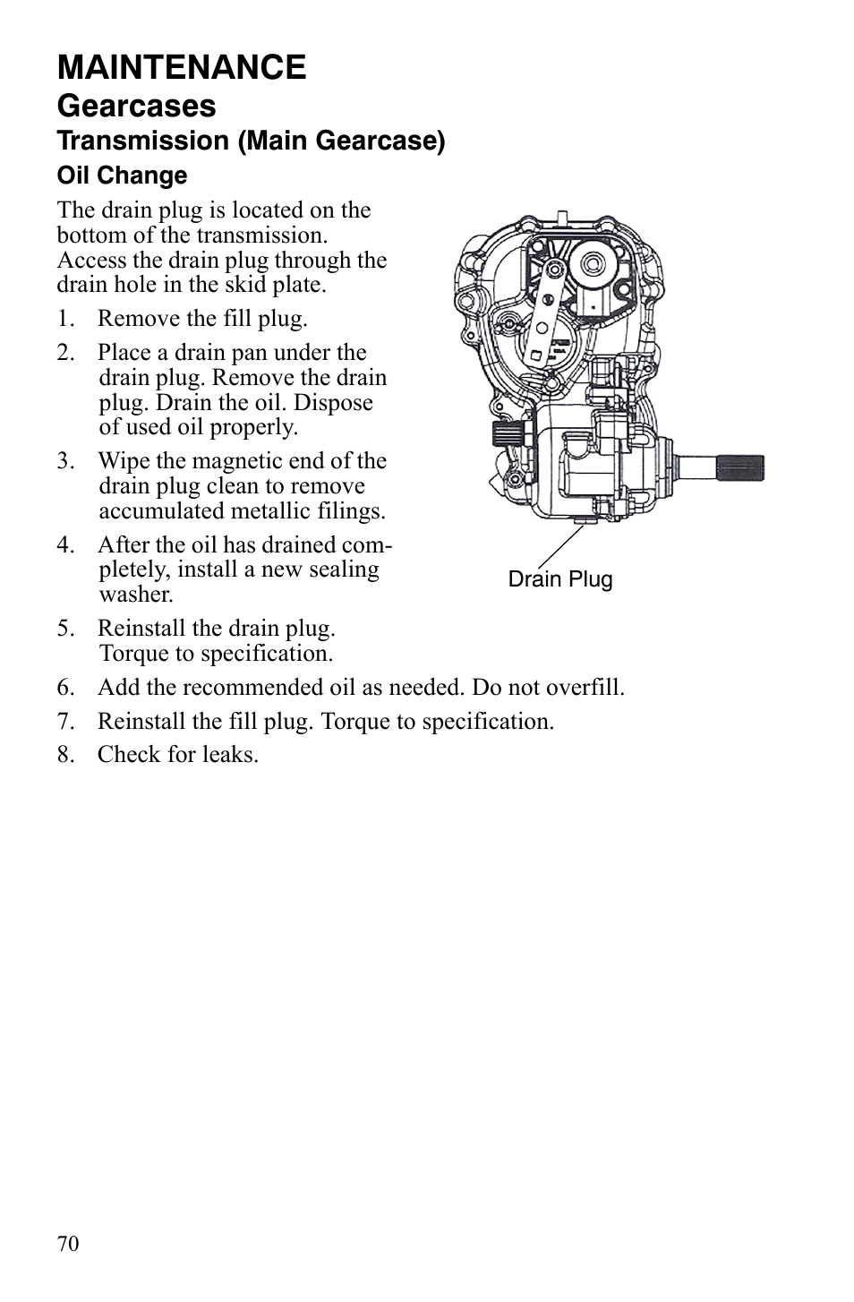 Maintenance, Gearcases | Polaris 4X4 700 EFI User Manual | Page 73 / 134