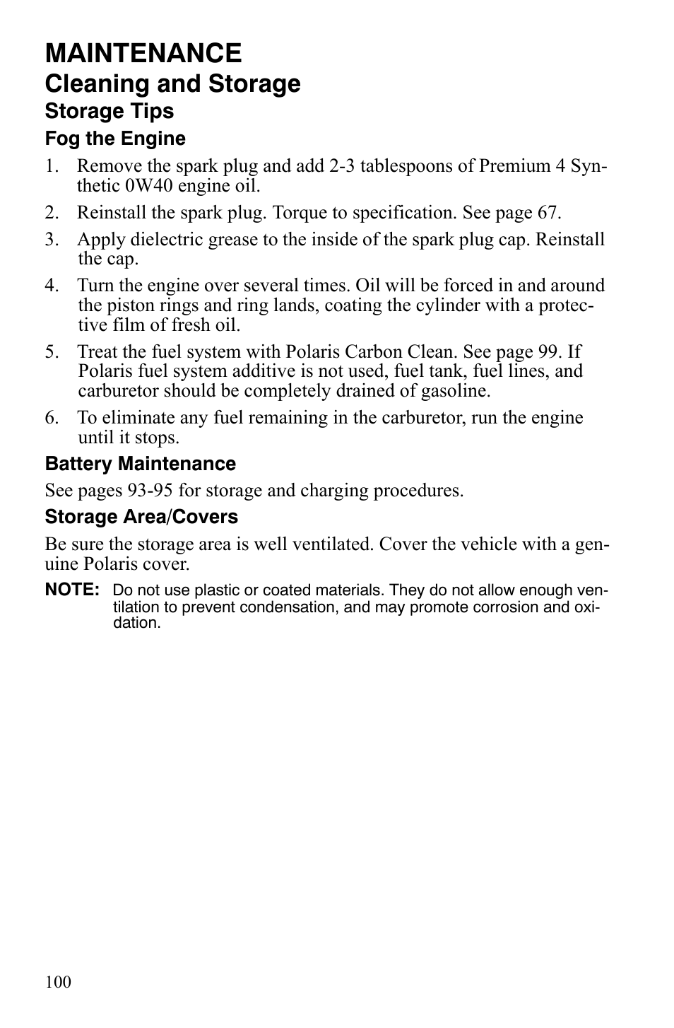 Maintenance, Cleaning and storage | Polaris 500 User Manual | Page 103 / 129