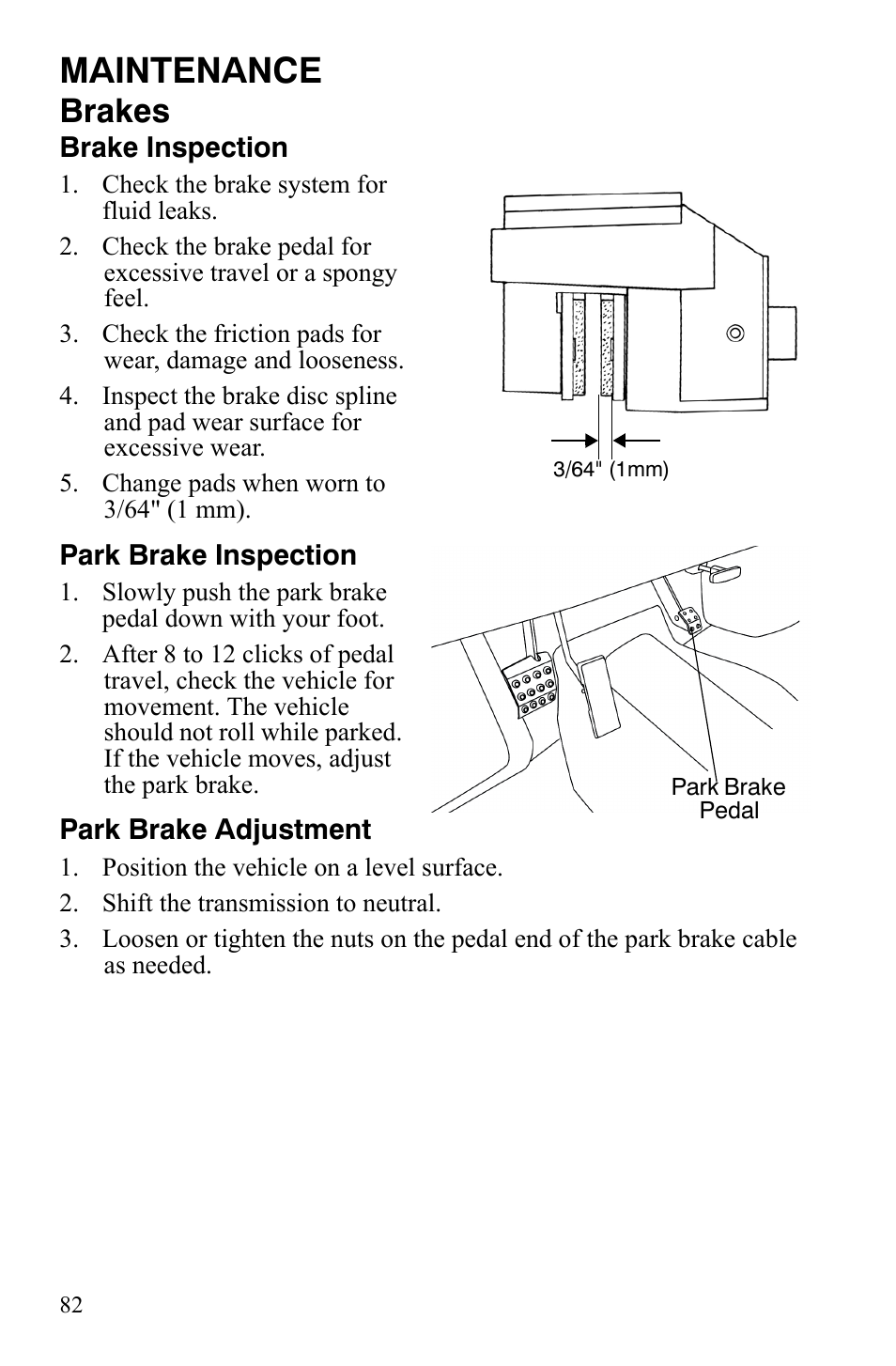 Maintenance, Brakes | Polaris 500 User Manual | Page 85 / 129