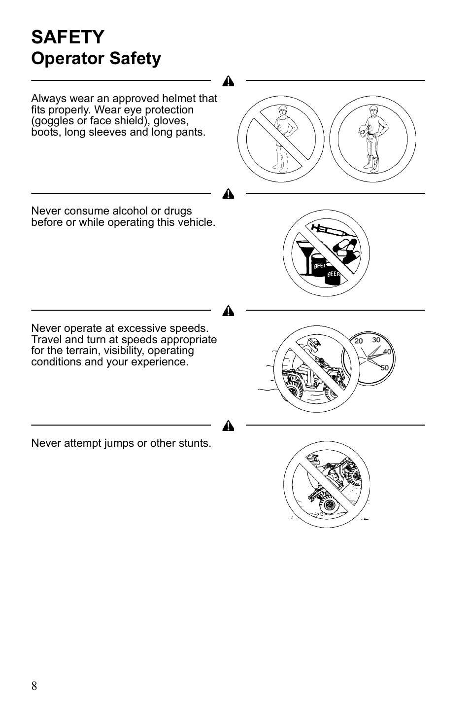 Safety, Operator safety | Polaris Sportsman 9922553 User Manual | Page 10 / 132