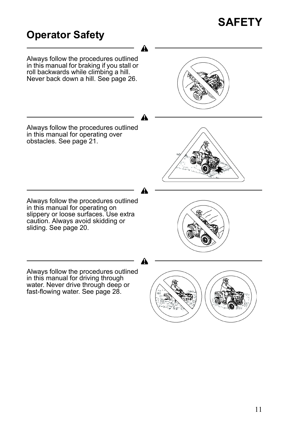 Safety, Operator safety | Polaris Sportsman 9922553 User Manual | Page 13 / 132