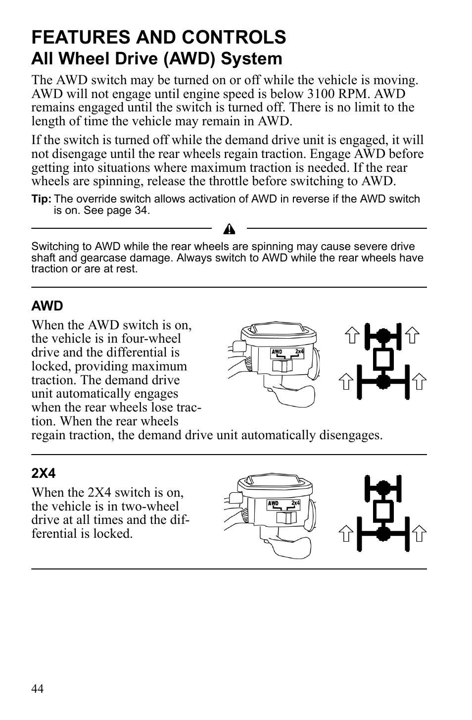 Features and controls, All wheel drive (awd) system | Polaris Sportsman 9922553 User Manual | Page 46 / 132