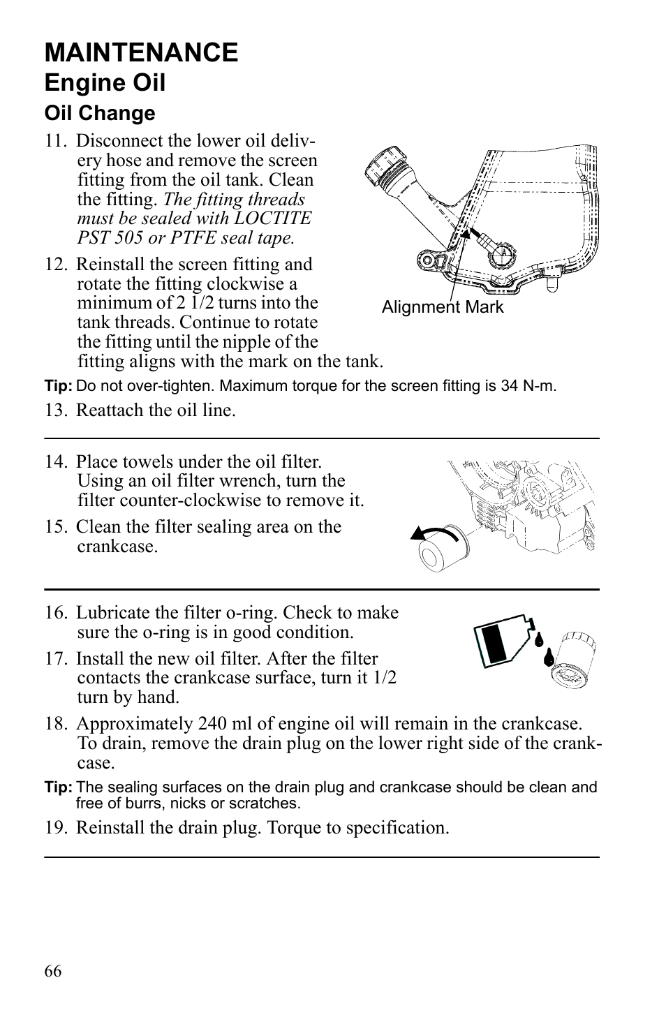 Maintenance, Engine oil | Polaris Sportsman 9922553 User Manual | Page 68 / 132