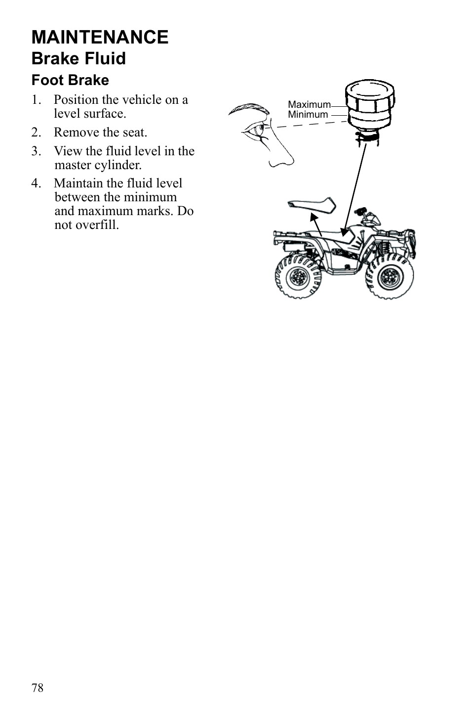 Maintenance, Brake fluid | Polaris Sportsman 9922553 User Manual | Page 80 / 132