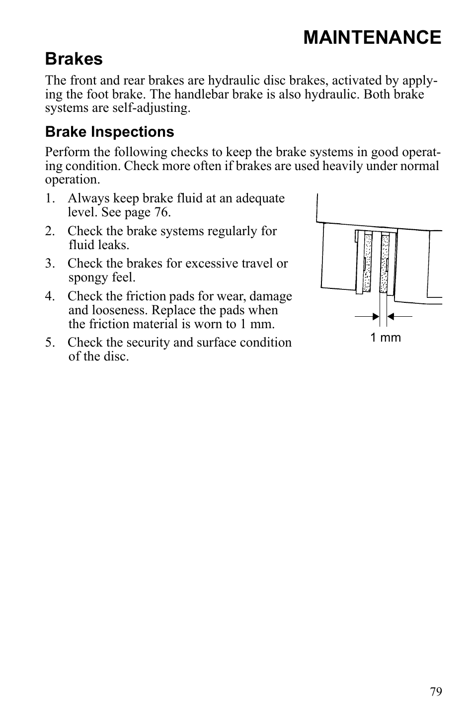 Maintenance, Brakes | Polaris Sportsman 9922553 User Manual | Page 81 / 132