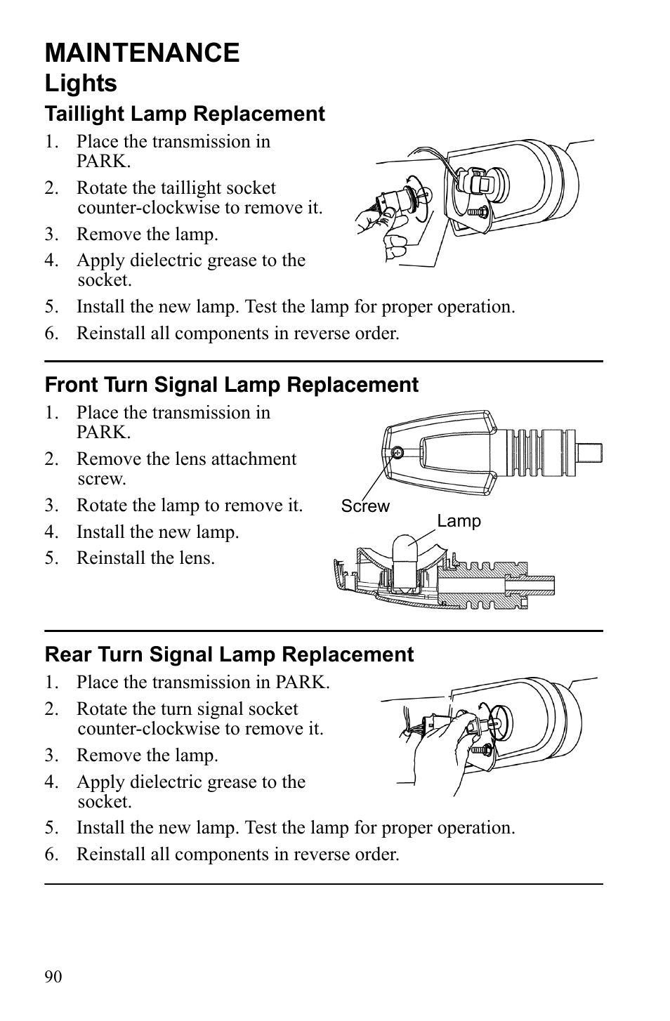 Maintenance, Lights | Polaris Sportsman 9922553 User Manual | Page 92 / 132