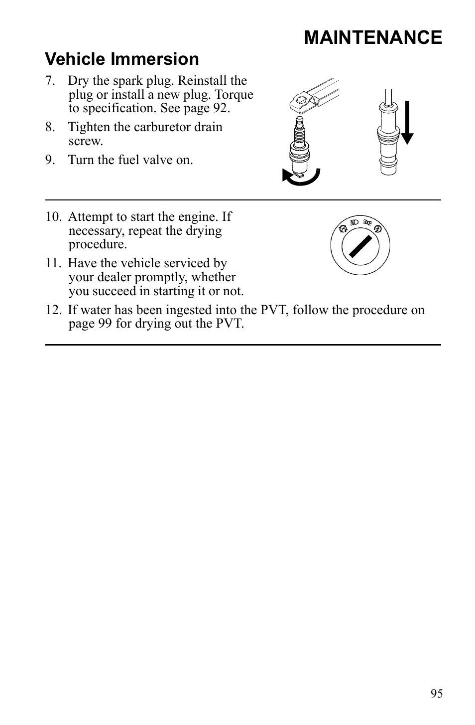 Maintenance, Vehicle immersion | Polaris Sportsman 9922553 User Manual | Page 97 / 132