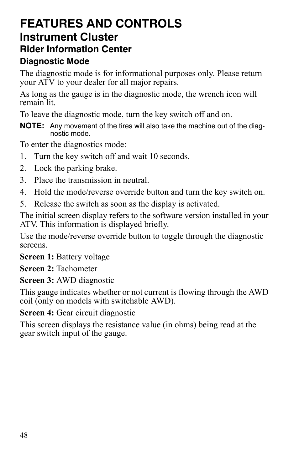 Features and controls, Instrument cluster | Polaris Sportsman 9921309 User Manual | Page 51 / 145