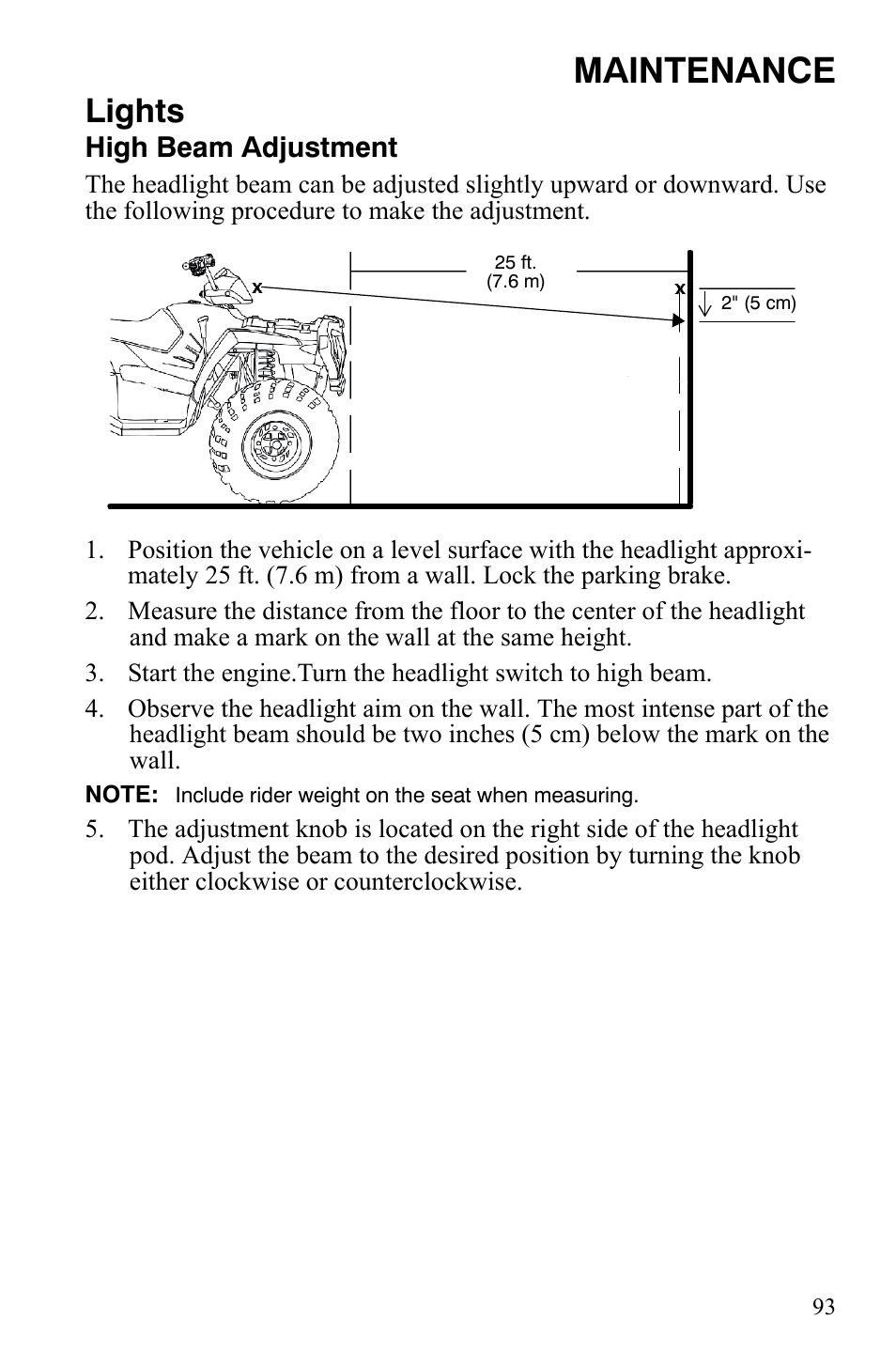 Maintenance, Lights | Polaris Sportsman 9921309 User Manual | Page 96 / 145