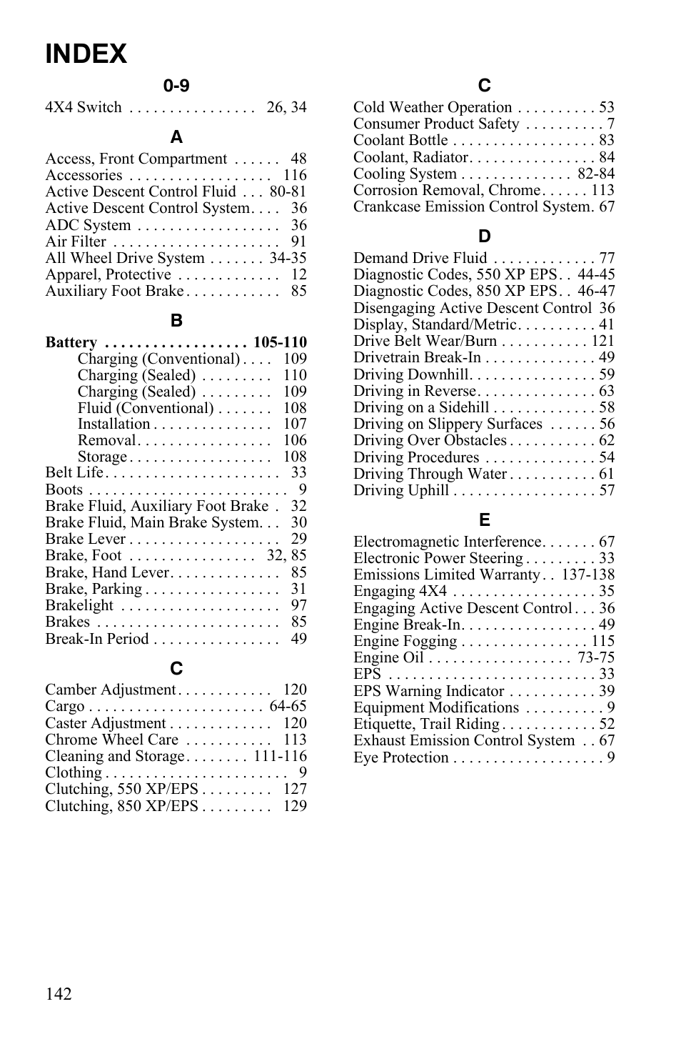 Index | Polaris Sportsman 9922452 User Manual | Page 146 / 148
