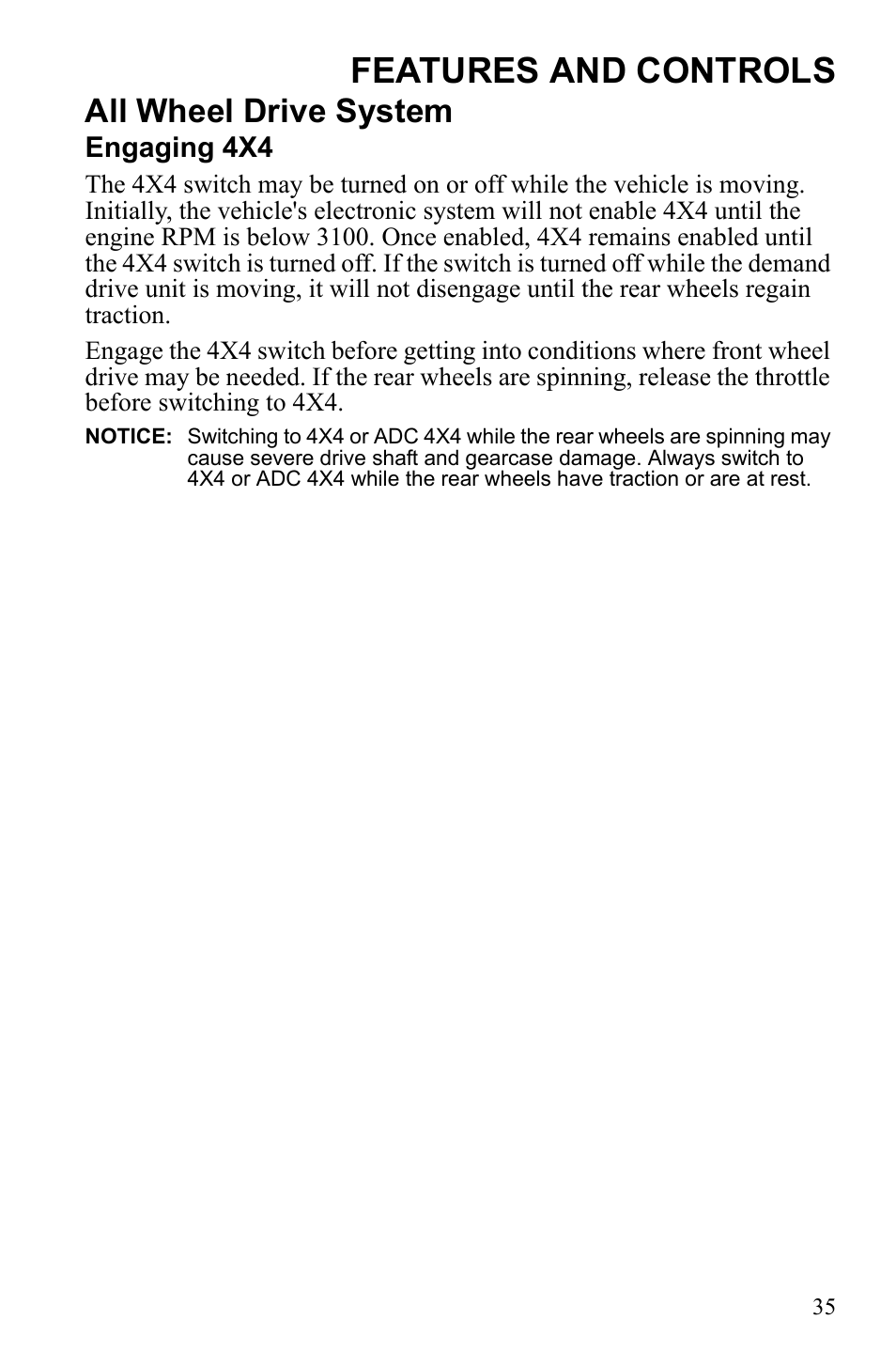 Features and controls, All wheel drive system | Polaris Sportsman 9922452 User Manual | Page 39 / 148