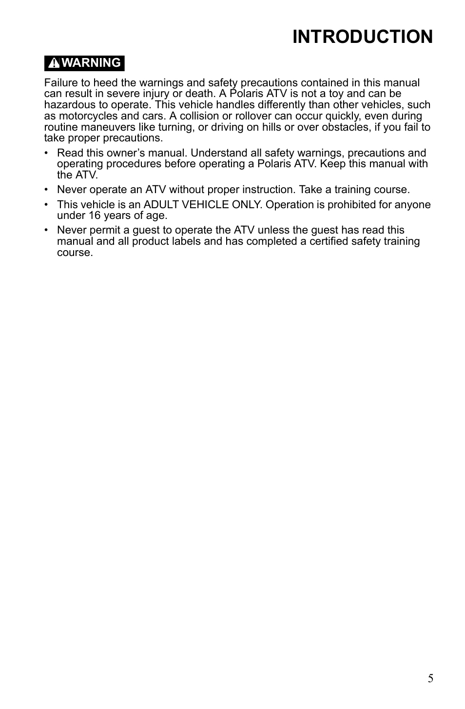 Introduction | Polaris Sportsman 9922452 User Manual | Page 9 / 148