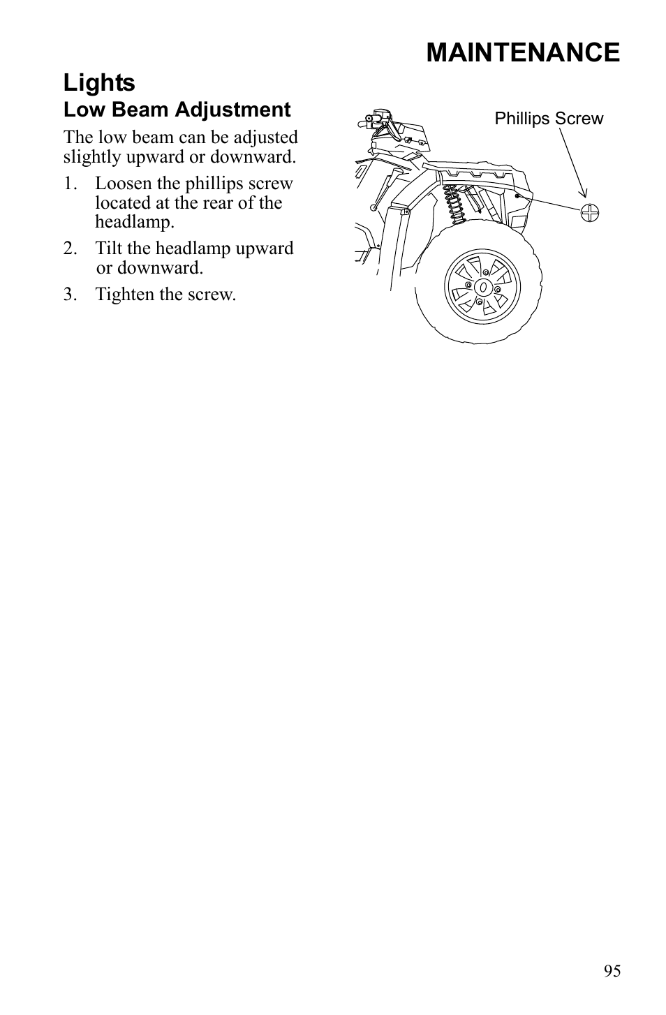 Maintenance, Lights | Polaris Sportsman 9922452 User Manual | Page 99 / 148