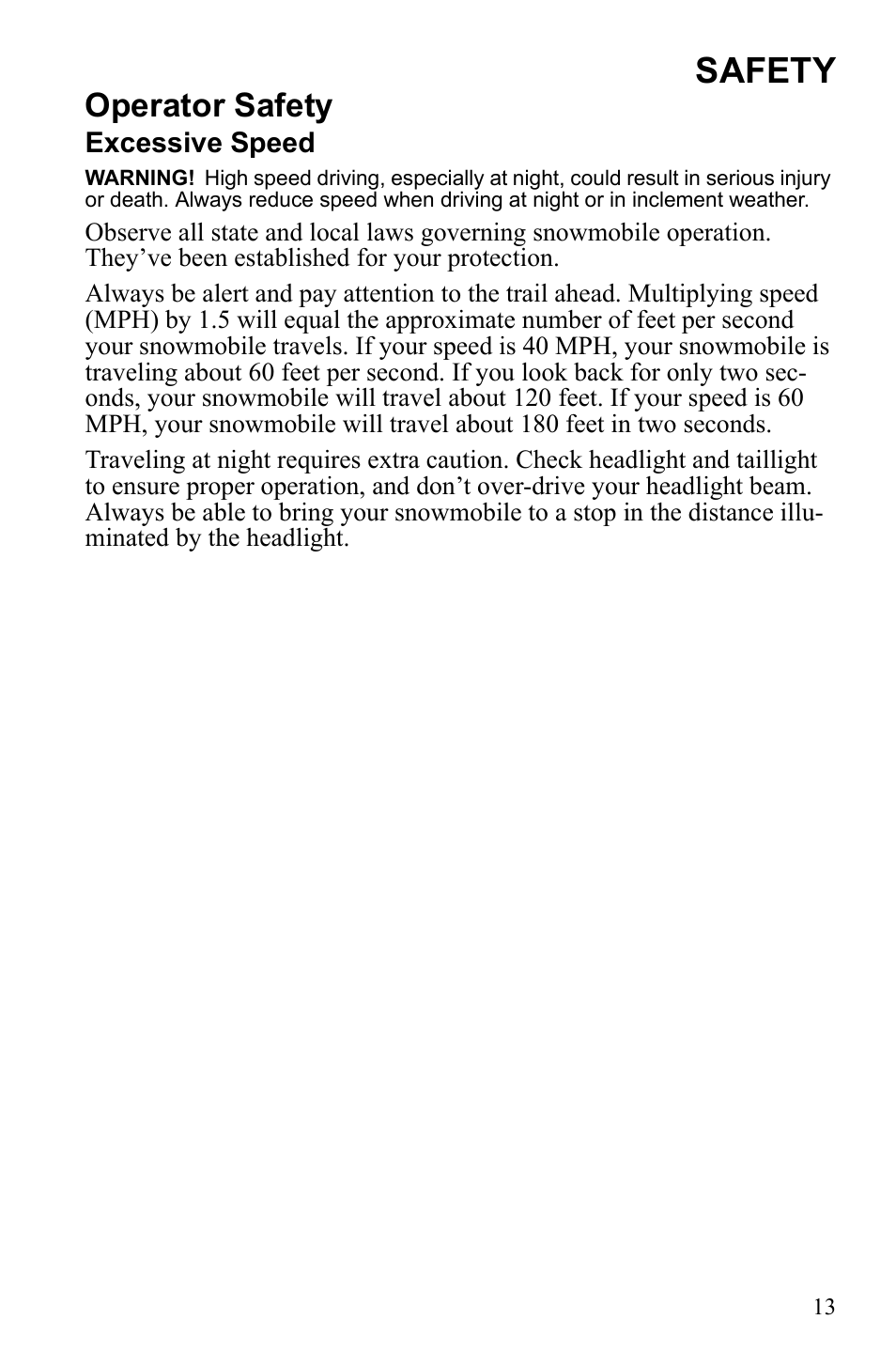 Safety, Operator safety | Polaris Widetrack LX User Manual | Page 16 / 127