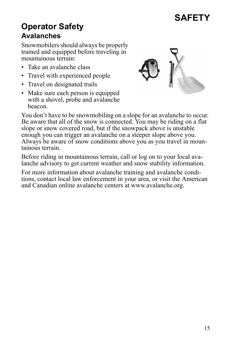 Safety, Operator safety | Polaris Widetrack LX User Manual | Page 18 / 127